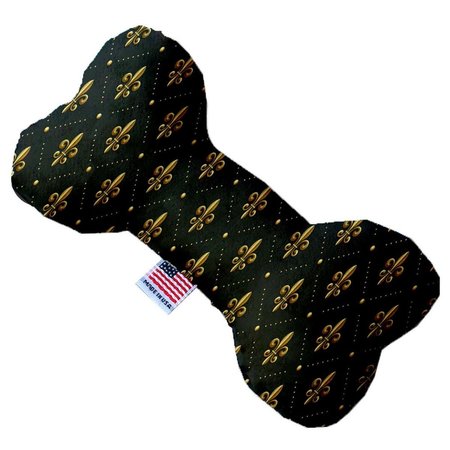 MIRAGE PET PRODUCTS Black & Gold Fleur De Lis 6 in. Stuffing Free Bone Dog Toy 1206-SFTYBN6